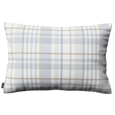 Poszewka Kinga na poduszkę prostokątną 47x28 kratka beżowo-szary melanż