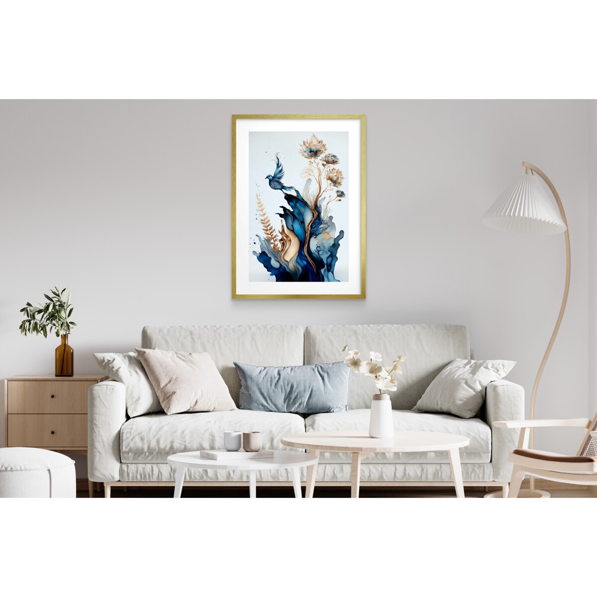 Elegancki Obraz Plakat ścienny Granatowo Złota dekoracja na ścianę Glamour