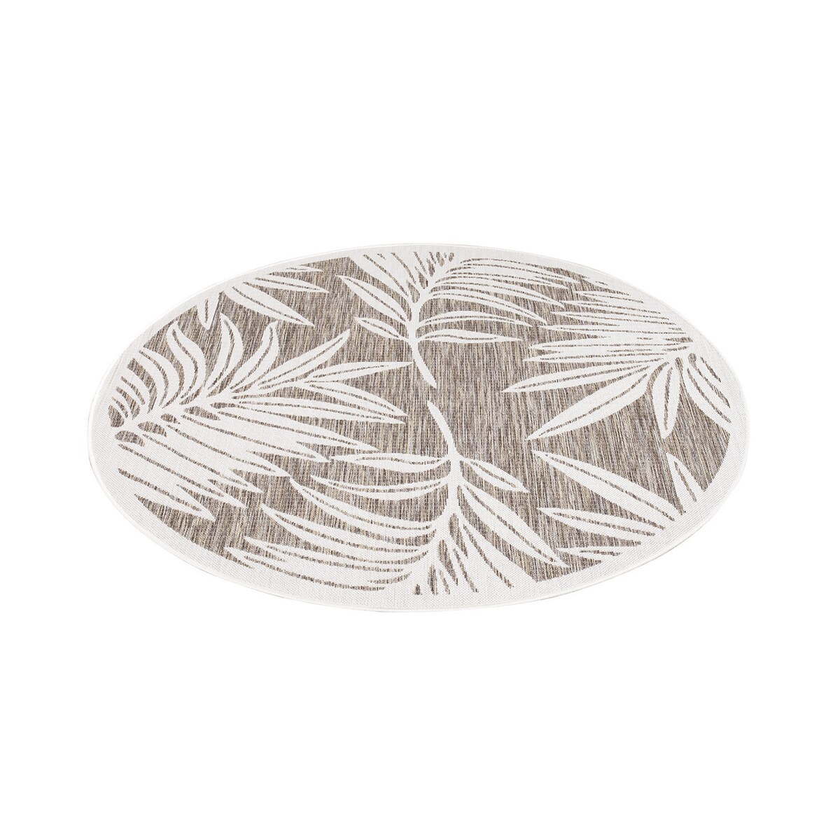 Dywan okrągły na zewnątrz i do wnętrz roślinny Sunny 4680 Szary Krem 120x120