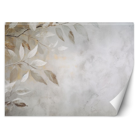 Fototapeta, Beżowe liście gałązki natura beton boho 350x245