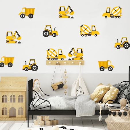 Naklejka na ścianę Pojazdy budowlane żółte