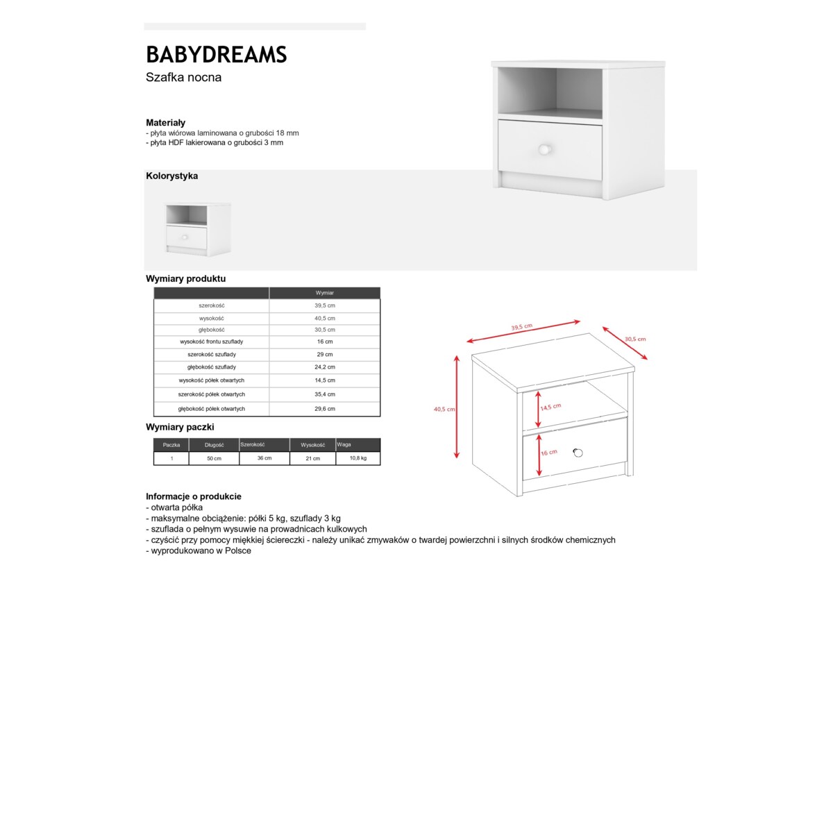 Szafka nocna babydreams biała