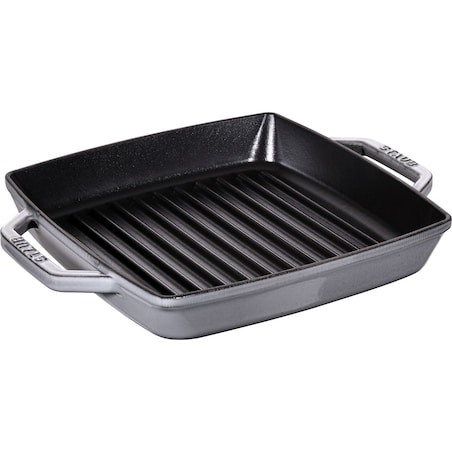 STAUB Kwadratowa patelnia żeliwna grillowa z dwoma uchwytami 23 cm, grafitowy