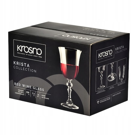 Kieliszki do Wina Czerwonego Białego Wody Krosno Krista 6 x 220 ml Dekoracyjne