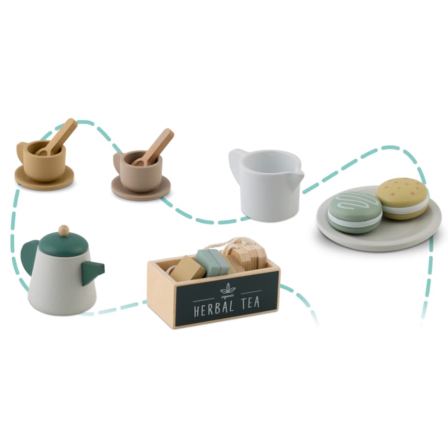 Drewniany serwis kawowy dla dzieci zestaw do kawy i herbaty Nukido