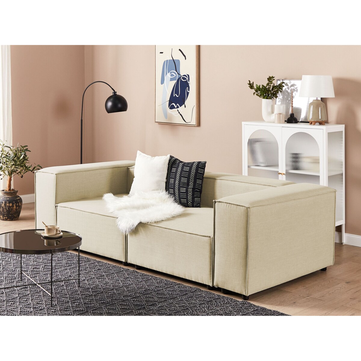 Moduł narożny lniany beżowy APRICA