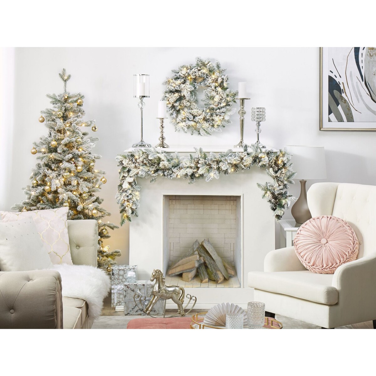 Ośnieżona świąteczna girlanda LED 180 cm biała SUNDO