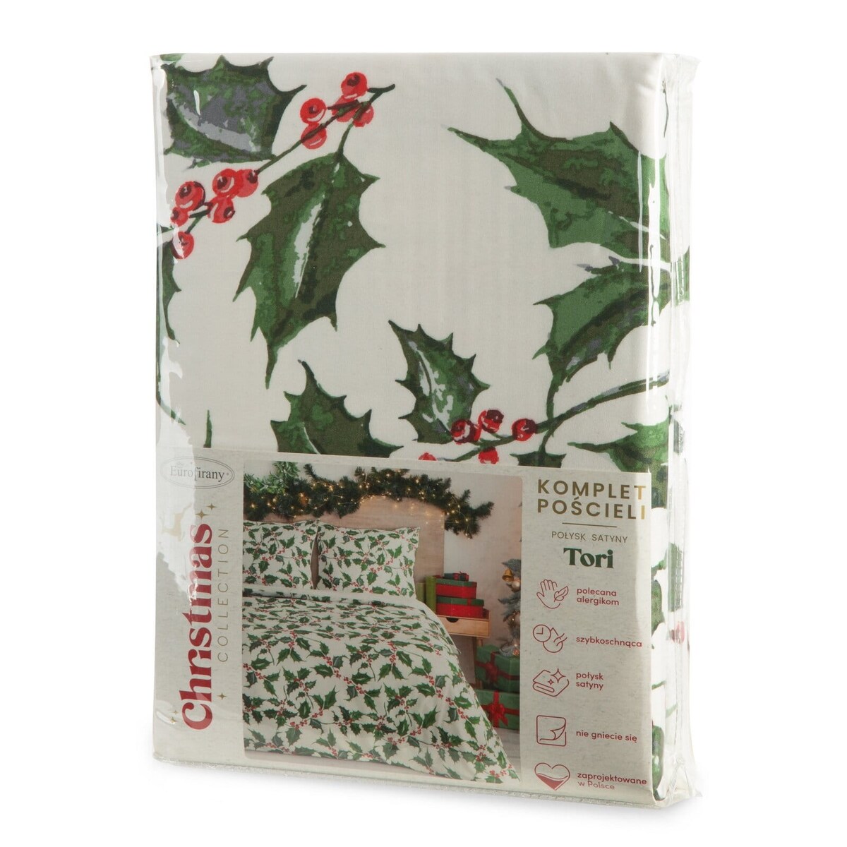 Komplet pościeli świątecznej, 160x200 cm, biały, 75 GSM