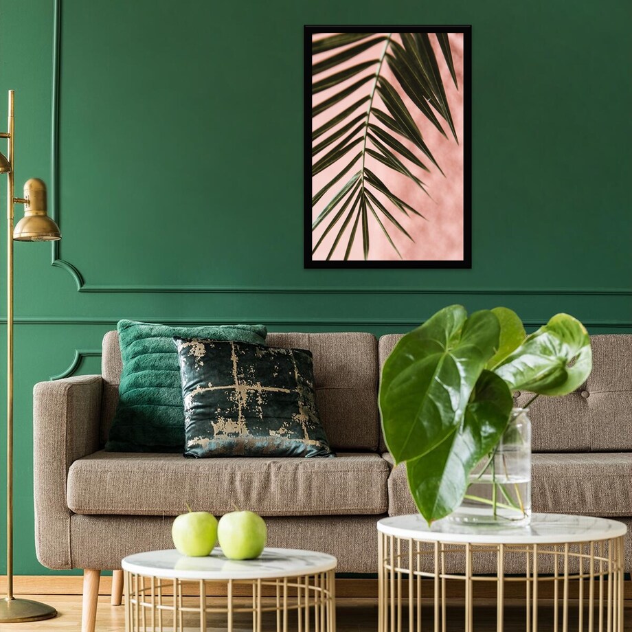 Poster Story, Plakat, Obraz - Zielona Palma na Różowym Tle, wymiary 60 x 84 cm