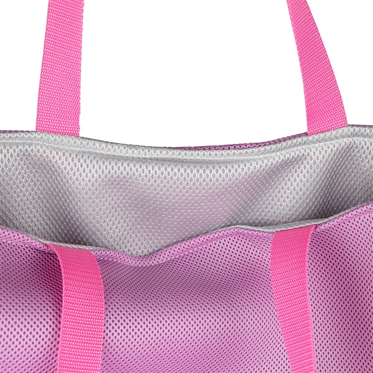 Torba na zakupy z okrągłym spodem, 58x48 różowa ze srebrnym środkiem