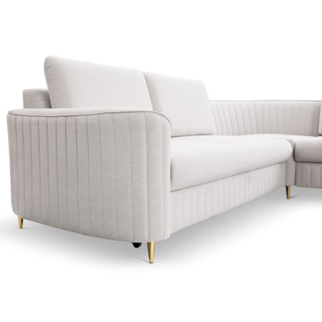 Narożnik z funkcją spania i pojemnikiem na pościel LOREN, zimny beż