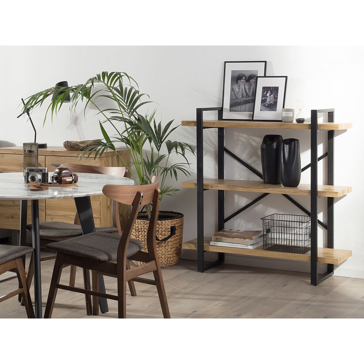 Regał 3 półki jasne drewno TIMBER