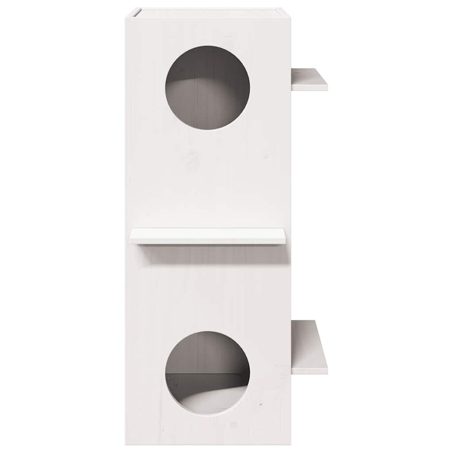 vidaXL Domek dla kota, białe, 43x43x90 cm, lite drewno sosnowe