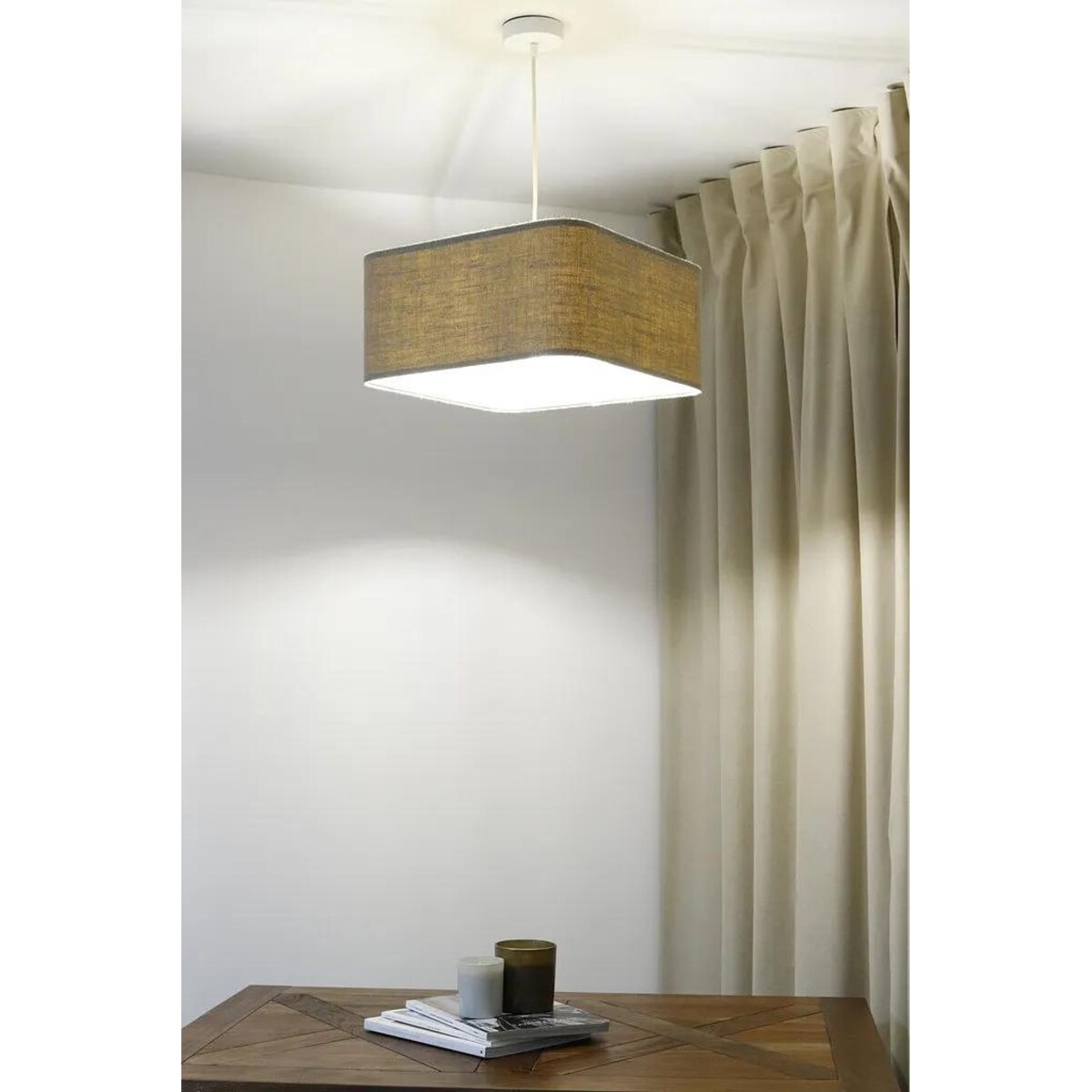 Lampa wisząca KWADRO LEN 003-40w20 beżowa