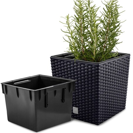 Doniczka Donica Ratanowa Kwadratowa Do Ogrodu Domu 6,8 L