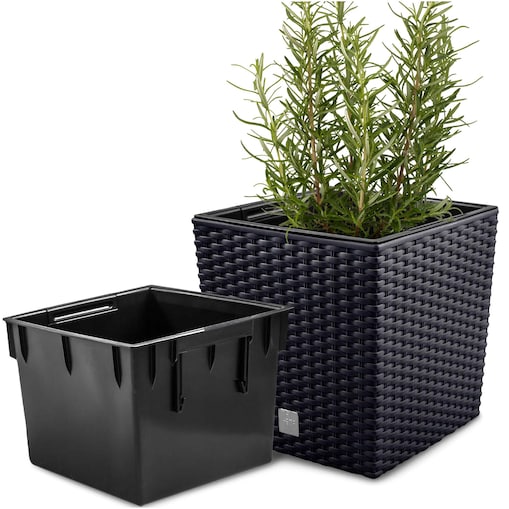 Doniczka Donica Ratanowa Kwadratowa Do Ogrodu Domu 6,8 L