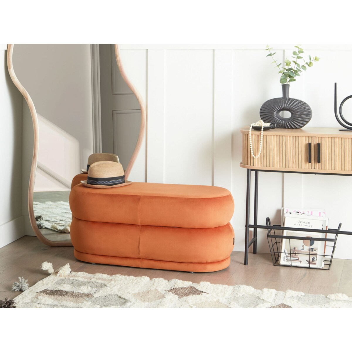 Ławka welurowa pomarańczowa ELLENDALE