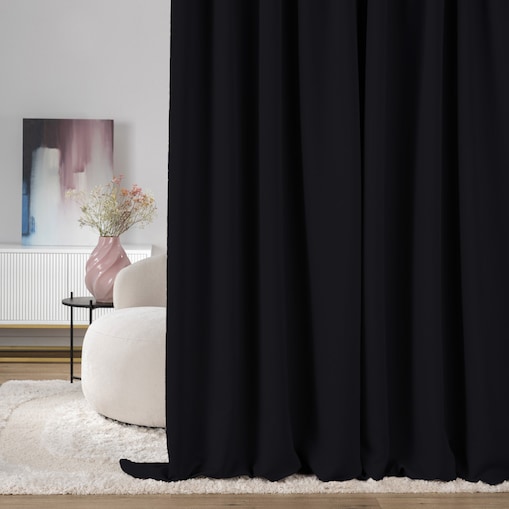 Zasłona zaciemniająca na taśmie marszczącej czarny 140 x 280 cm 1 szt. 140x280 czarny