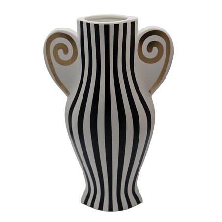 Wazon ceramiczny w paski biało-czarne 36,5x23,5x9,5 cm KALI-2 slim