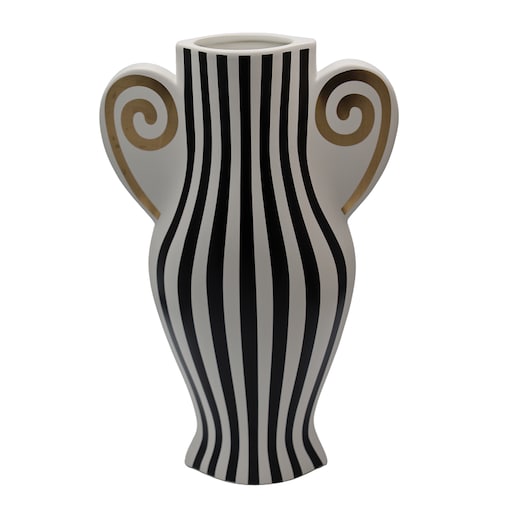 Wazon ceramiczny w paski biało-czarne 36,5x23,5x9,5 cm KALI-2 slim