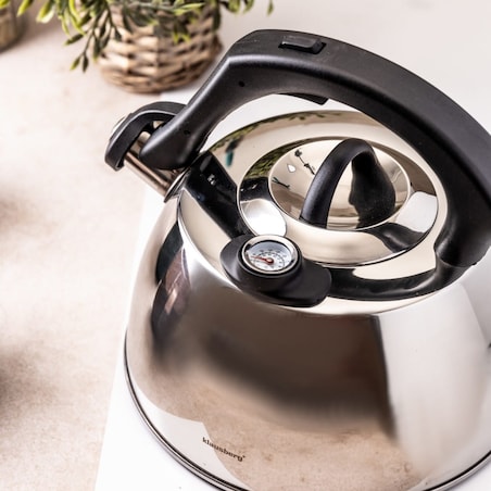 Czajnik stalowy z termometrem 3L indukcja gaz srebrny KLAUSBERG