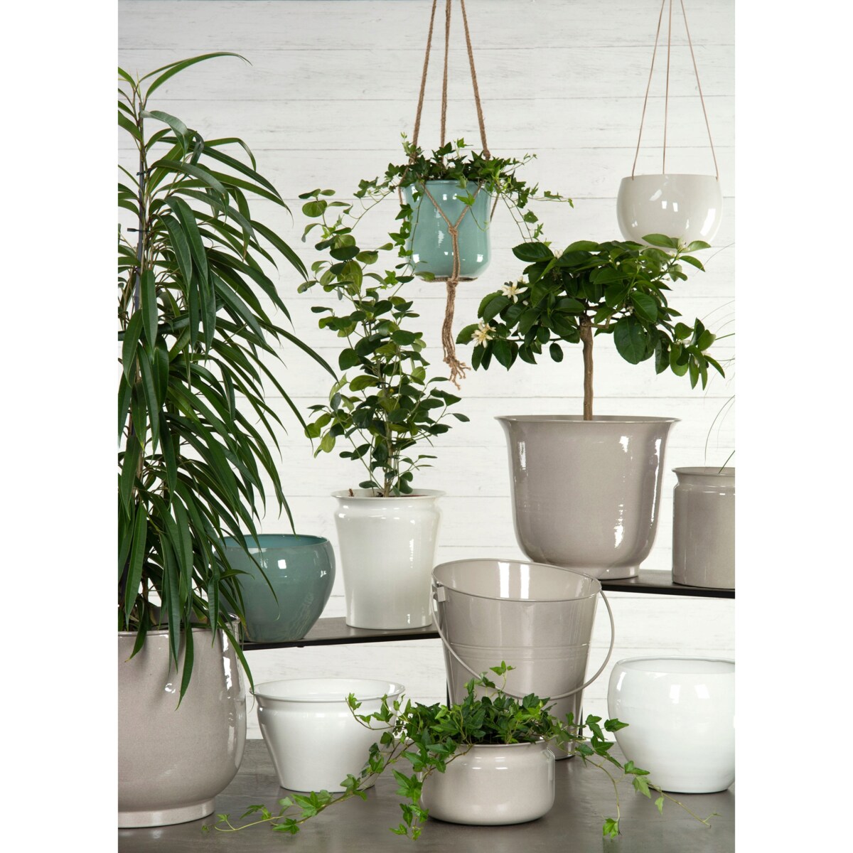 3 szt. DONICA SHELL metalowa biała