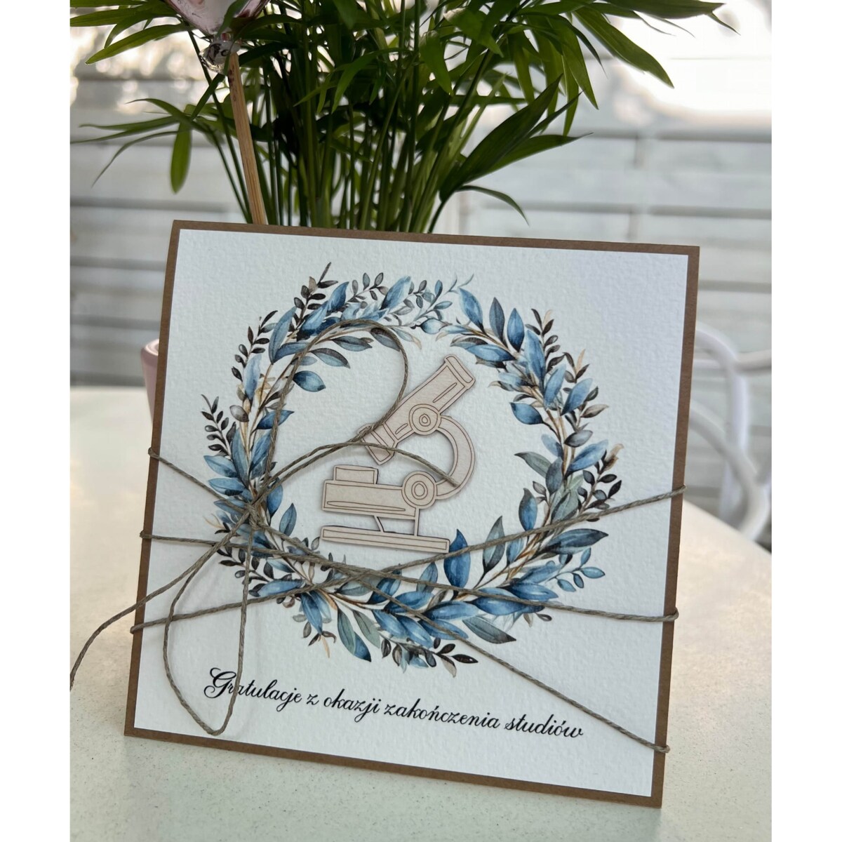 Ręcznie robiona kartka gratulacje z okazji zakończenia studiów życzenia