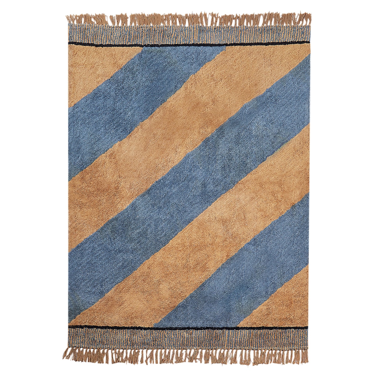 Dywan bawełniany w paski 140 x 200 cm niebiesko-brązowy XULUF