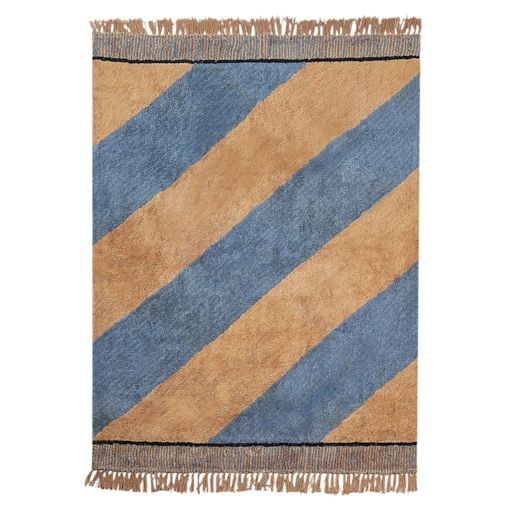 Dywan bawełniany w paski 140 x 200 cm niebiesko-brązowy XULUF