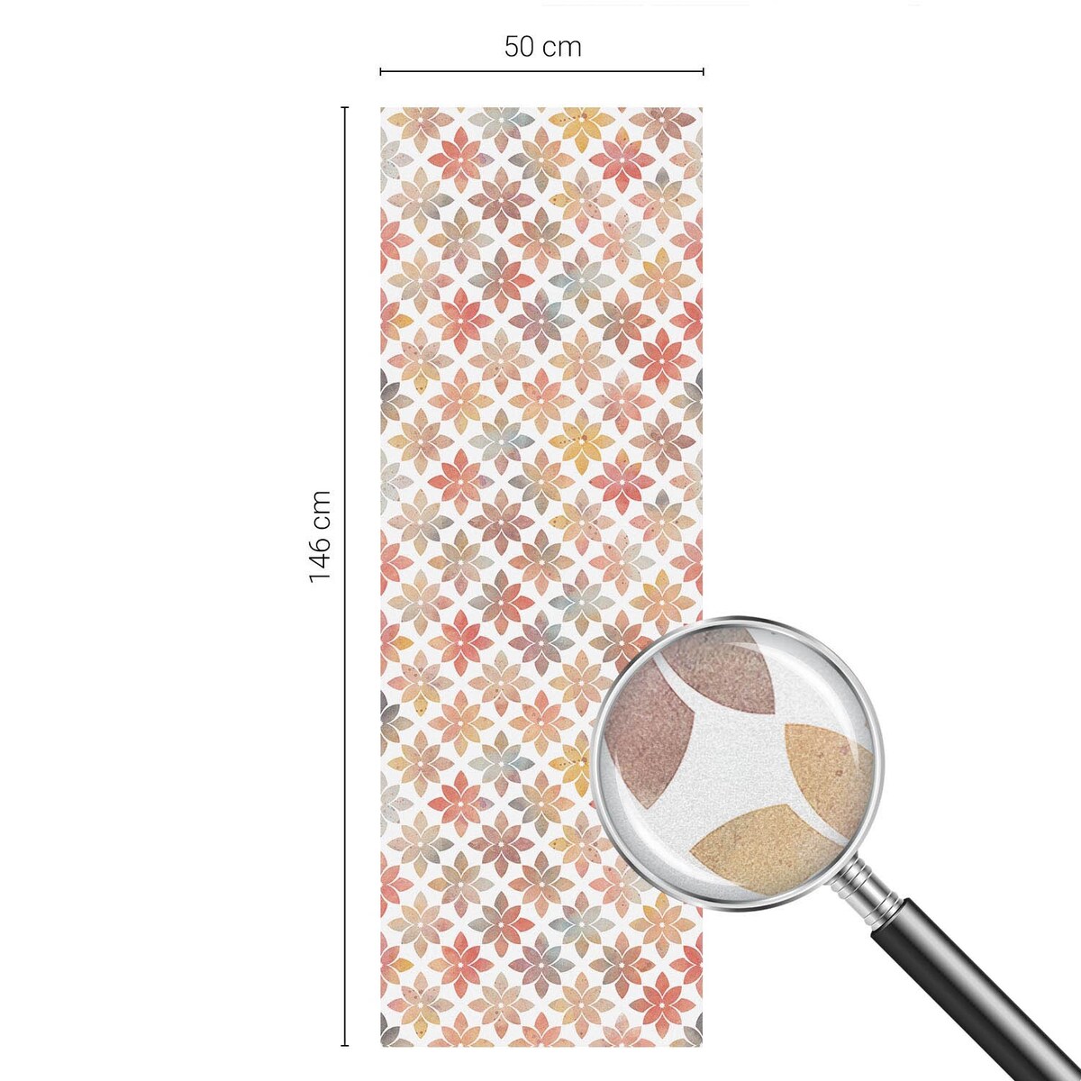 Okleina na okno chroniąca prywatność - Kolorowe kwiaty na białym tle - 50x146 cm