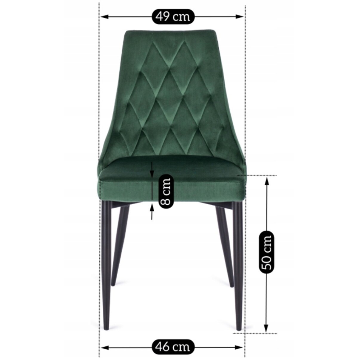 Krzesło Tapicerowane Welurowe Do Salonu Jadalni Zielone CORK