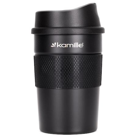 Czarny mały kubek termiczny na kawę 360ml KAMILLE