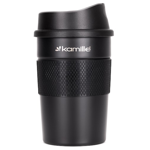 Czarny mały kubek termiczny na kawę 360ml KAMILLE