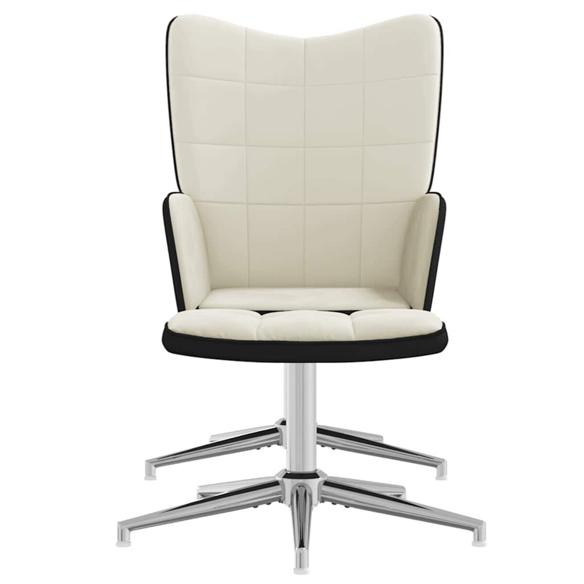 vidaXL Fotel z podnóżkiem, kremowy, aksamit i PVC