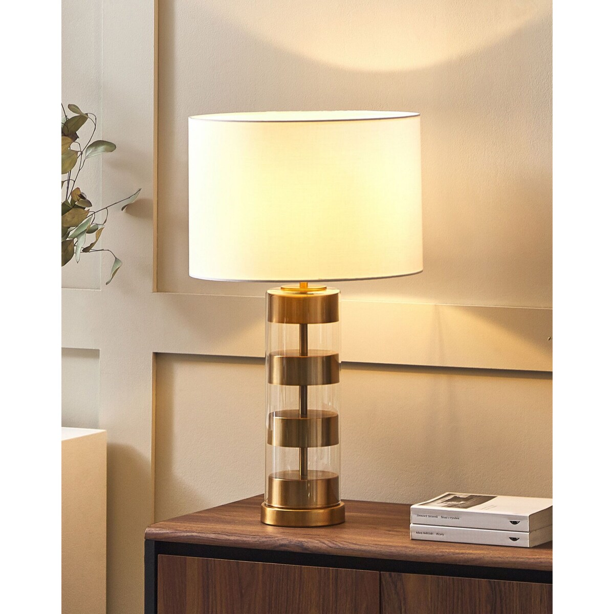 Lampa stołowa szklana złota BEATTON