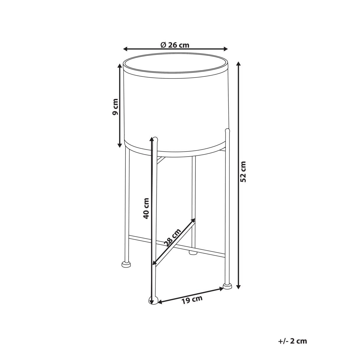 Doniczka na nóżkach FEUILLE Metal 26 cm Szary