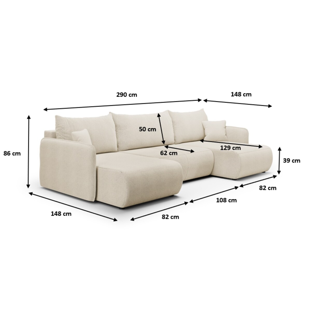 Narożnik FOREST U z funkcją spania Kolor: Curio 84