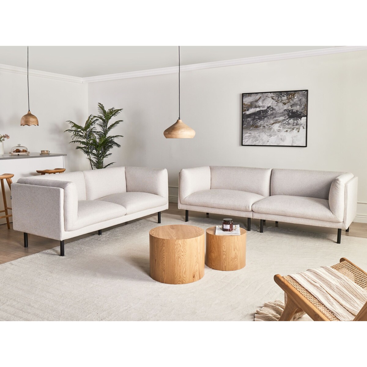 Sofa VORGOD Jasnobeżowy dla 3 osób