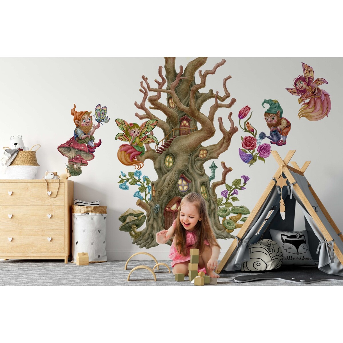 Zestaw naklejek na ścianę, Wróżkowy las, 130cm