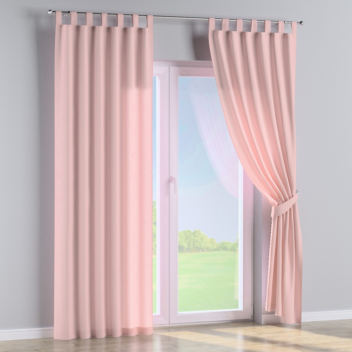 Zasłona na szelkach 1 szt. 130x260 pudrowy róż