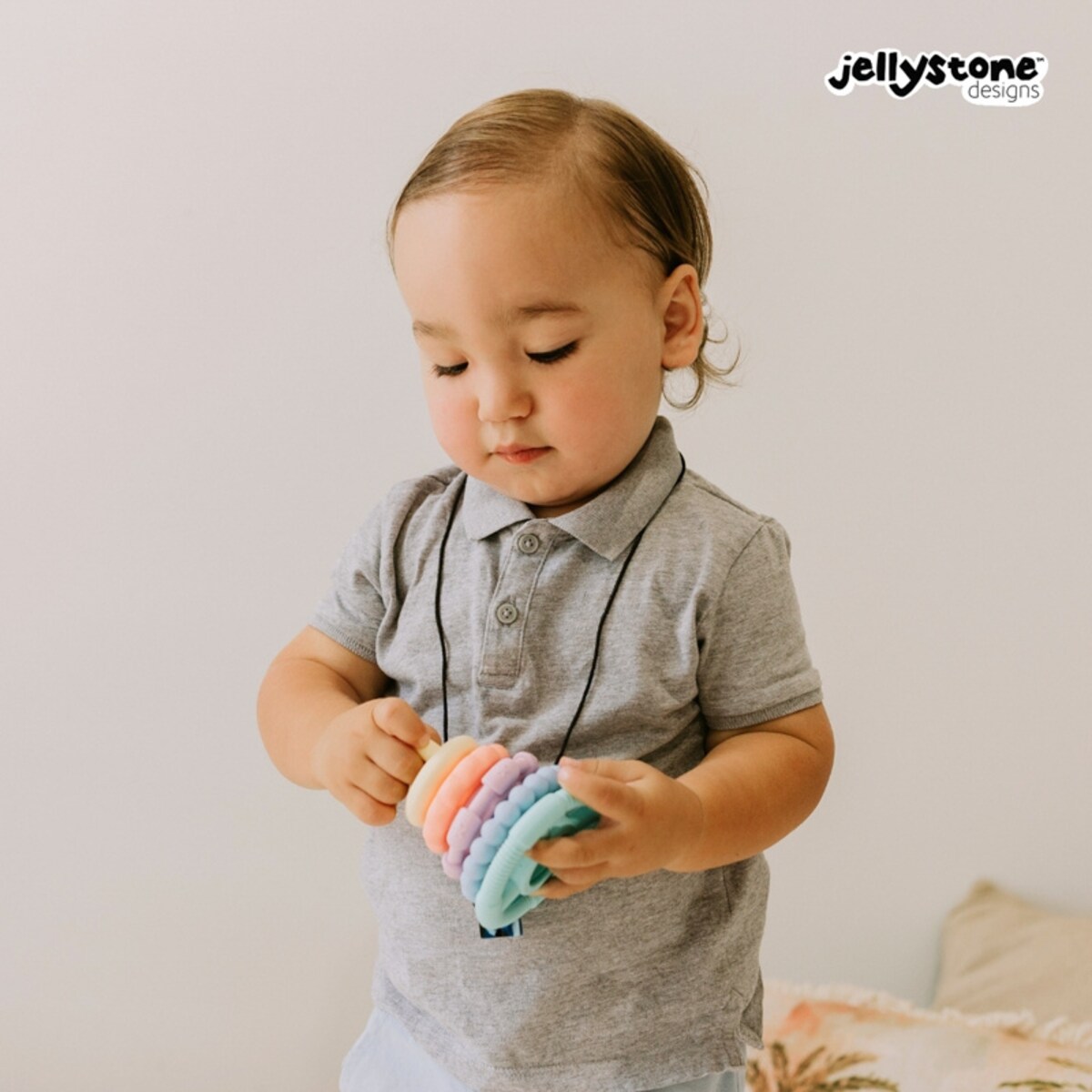 Silikonowy gryzak Mała Wieża, pastelowy, Jellystone