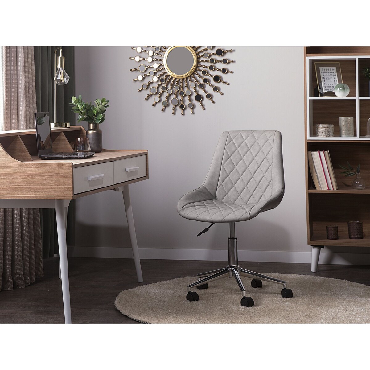 Krzesło biurowe regulowane ekoskóra szare MARIBEL