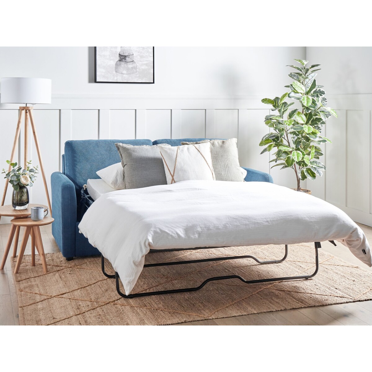 Sofa rozkładana BENNAS Granatowy Tkanina