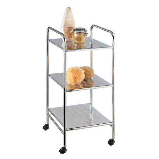 Regał łazienkowy na kółkach z trzema półkami, stal, 32 x 71 x 36,5 cm, WENKO