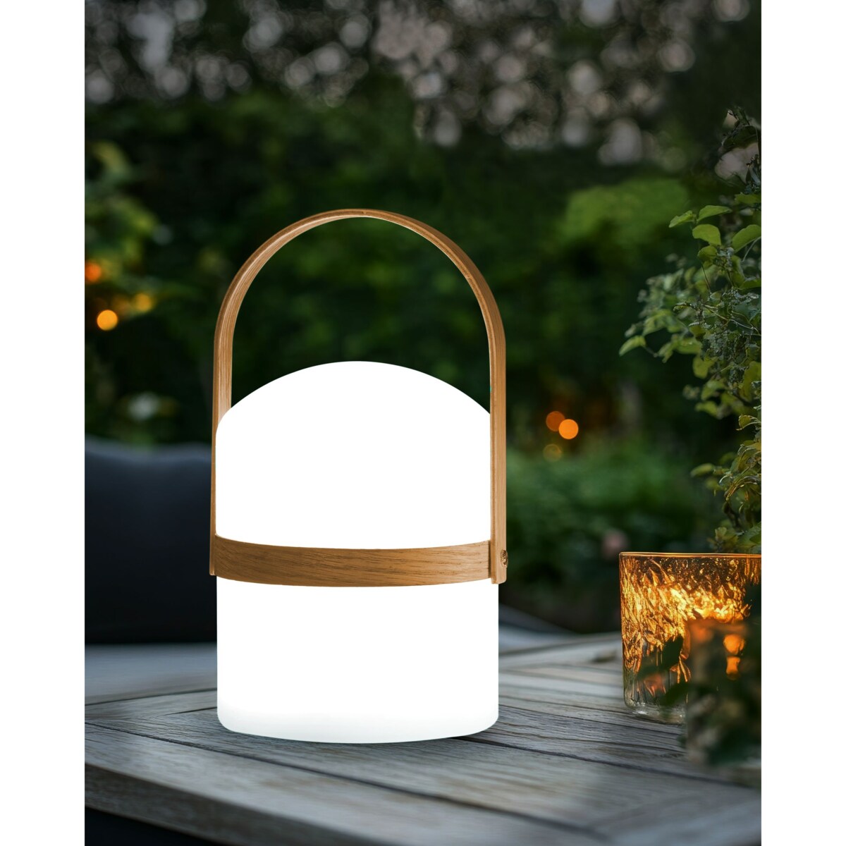 Lampa ogrodowa stołowa LED ESTERO 25 cm Z pilotem Złamana biel