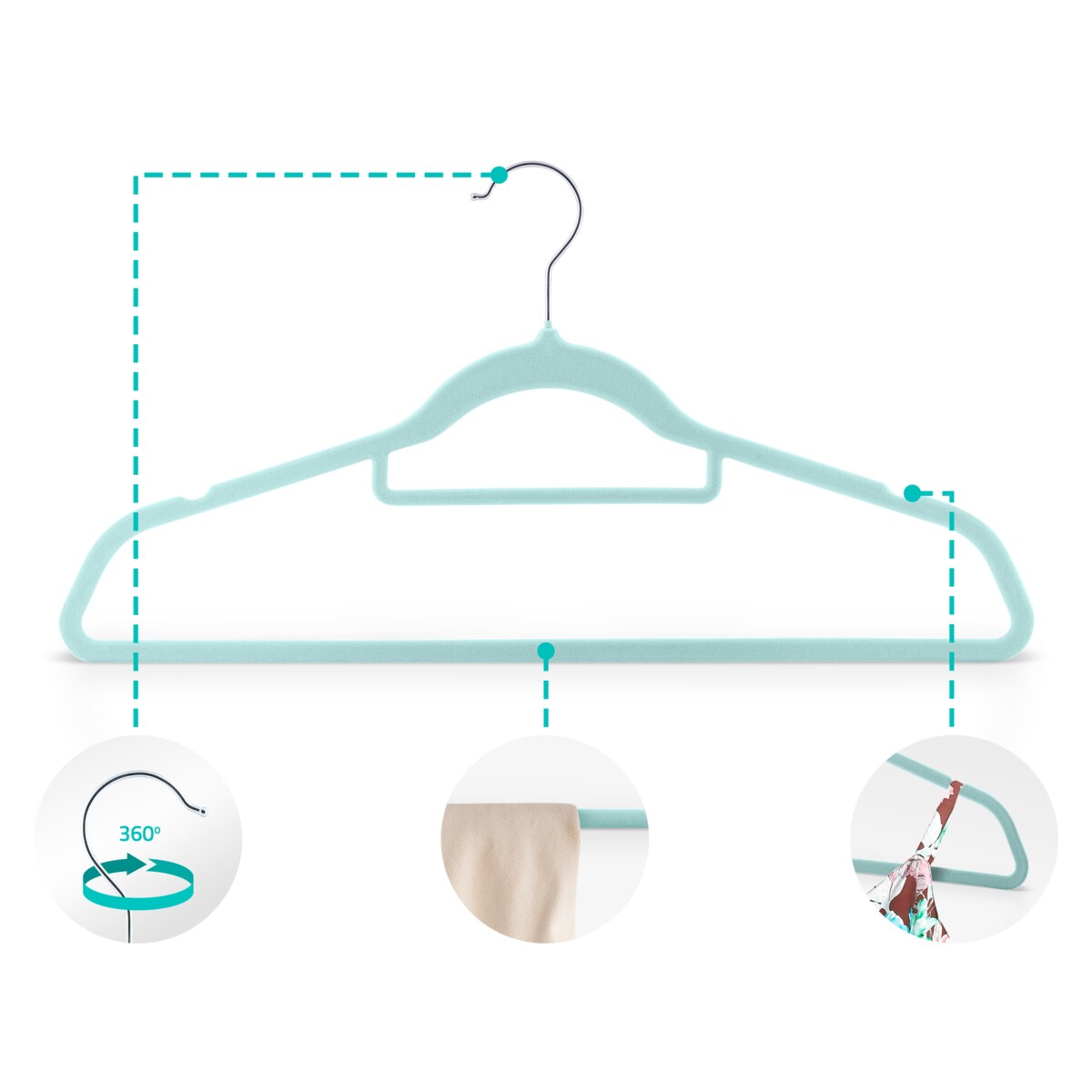 Wieszaki na ubrania welurowe do szafy zestaw 20szt. Massido