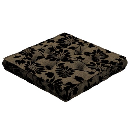 Poduszka na krzesło Kuba, czarne kwiaty na beżowym tle, 50 x 50 x 10 cm, Living II