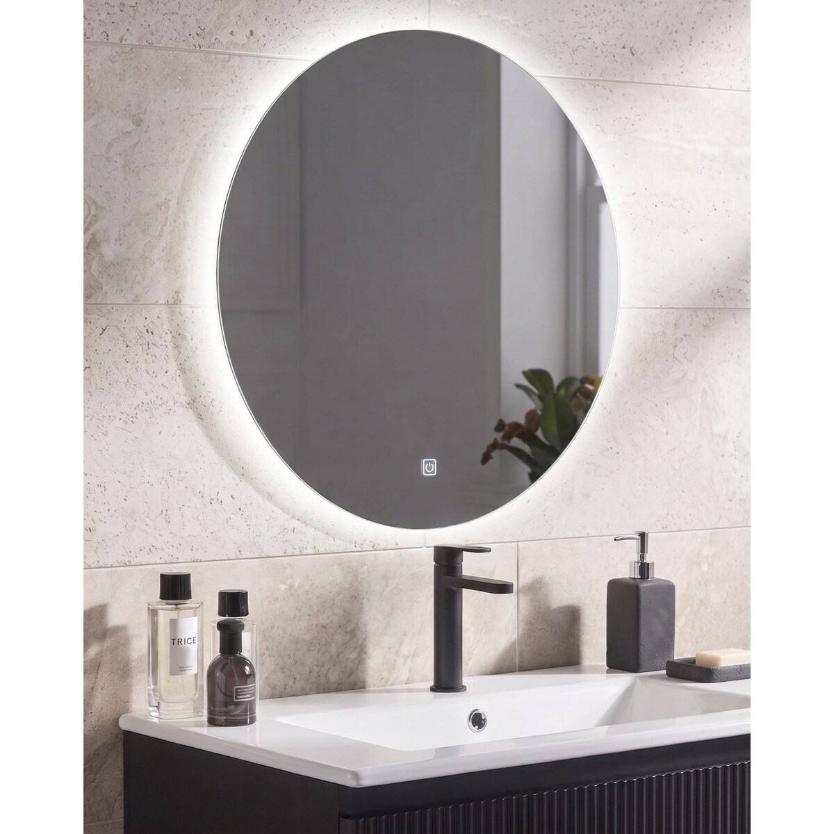 Lustro łazienkowe LED CALLAC 60 cm 60 cm Srebrny