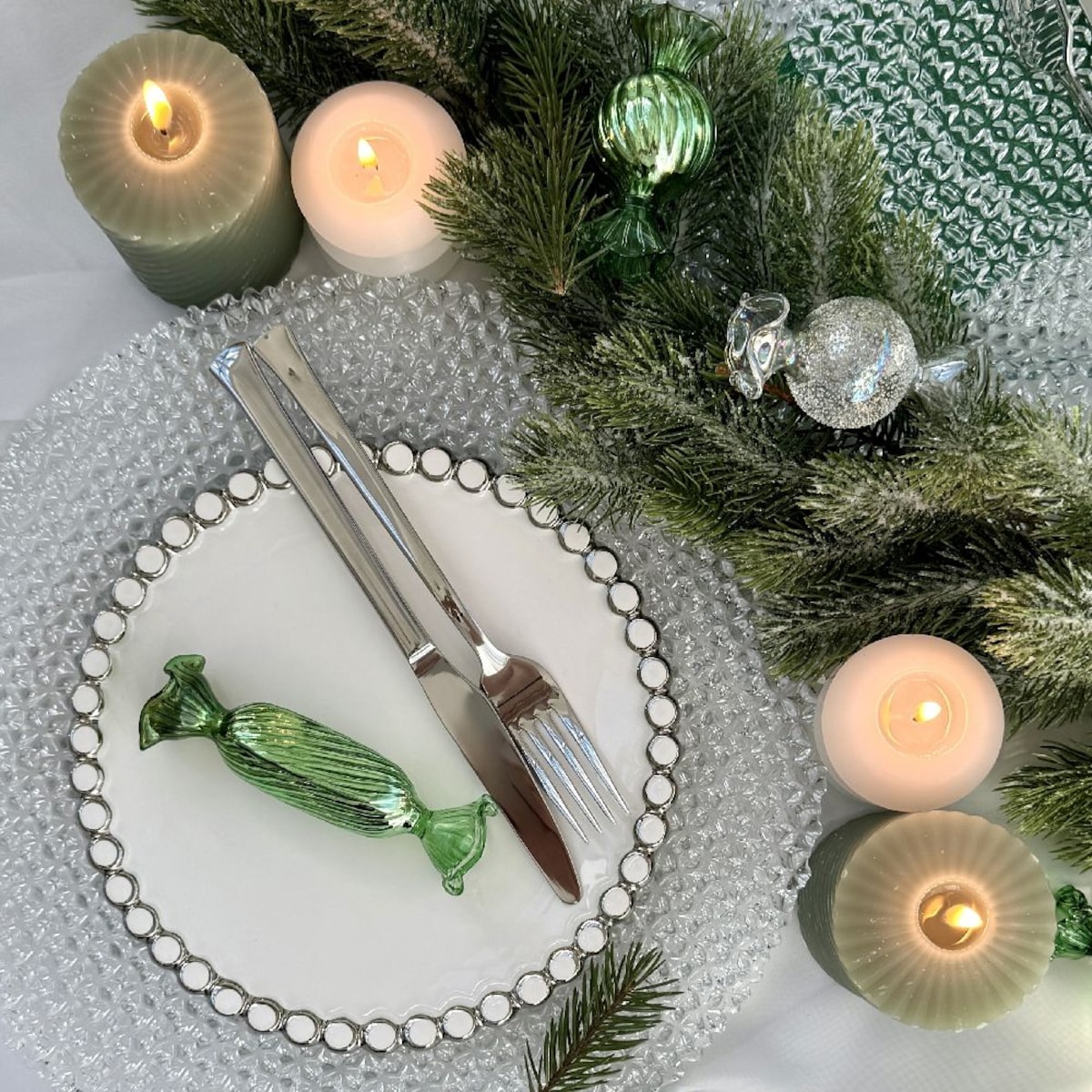 VILLA ITALIA Bombka szklana CUKIEREK przezroczysty 8 cm