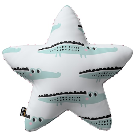 Poduszka Lucky Star z minky, ecru-zielony, 52x15x52cm, Magic Collection